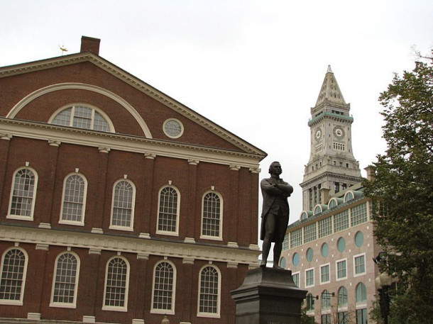 Boston. Old State House. Holokost. John Hancock Tower. Trinity Church.
