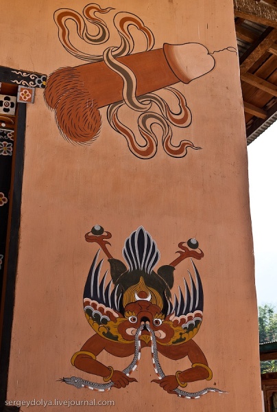 Настенная живопись Бутана (пенисы)